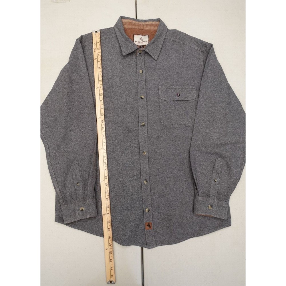 Legendary Whitetails Flannel Shirt Solid Grey One Pocket Adult Size XL - Picture 5 of 6